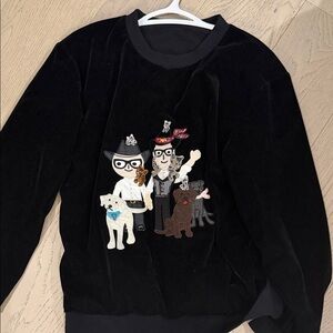 Dolce & Gabbana Black Sweatshirt with Quirky Dog and People Design
